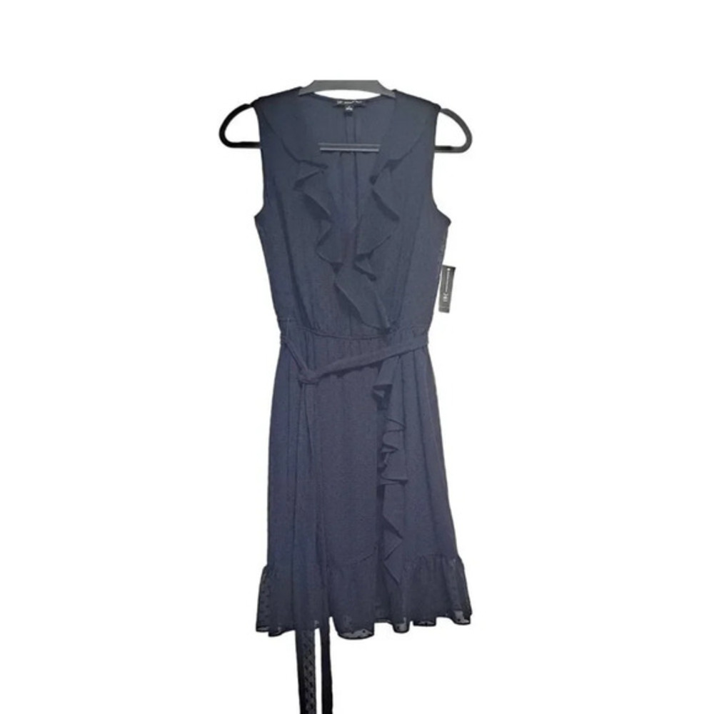 INC Women's Navy Belted Sleeveless Short Party Faux Wrap Dress - Size 4